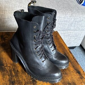 Dr. Martens Women's Black Lace-Up Platform Heel Boots